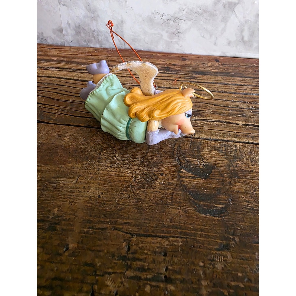 Vintage 1981 Miss Piggy Angel Ornament Muppets Henson Associates Green Dress